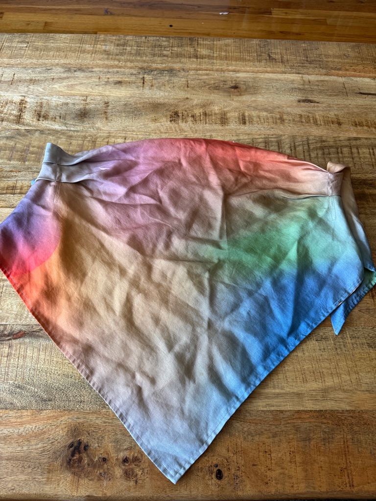 Untitled In Motion Poma Handkerchief Tube Strapless Pastel Rainbow Scarf Top — image 7 of 7